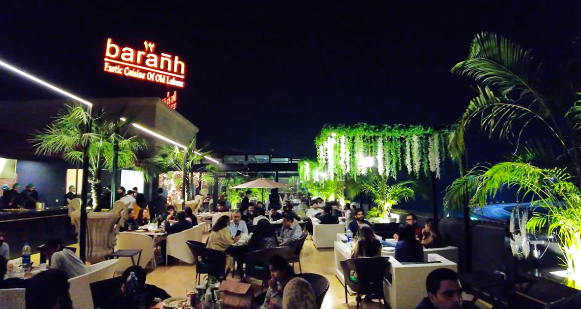 Baranh rooftop restaurant lahore nighttime view