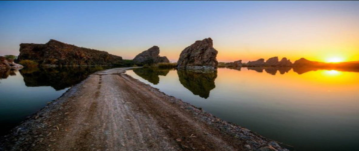 Sunset in the lake of Sargodha