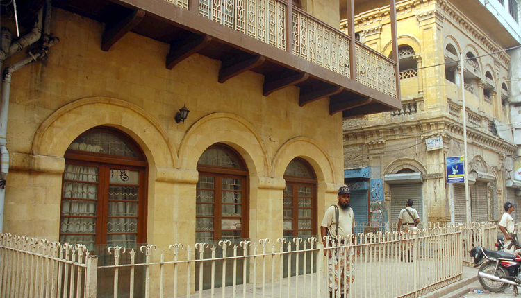 Security guards standing outside wazir mansion