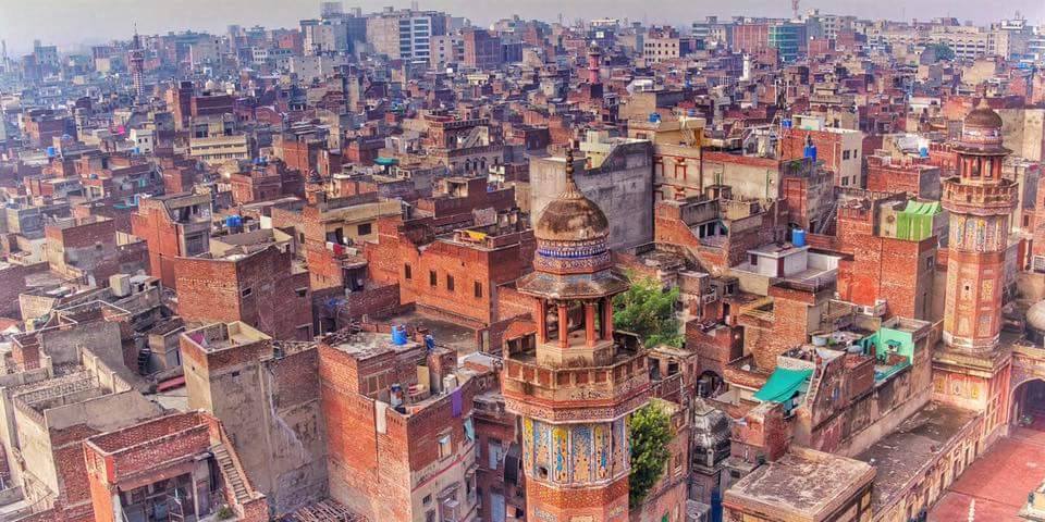 aerial view of walled city lahore