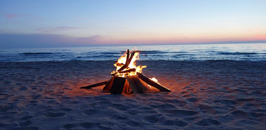 bonfire along seaside