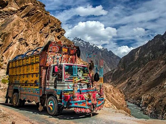 a truck on the route of Chilas