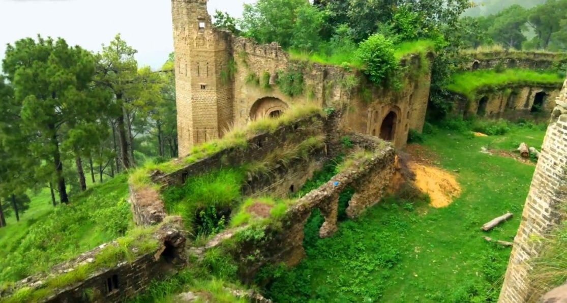 grass covered pathwa of baghsar fort