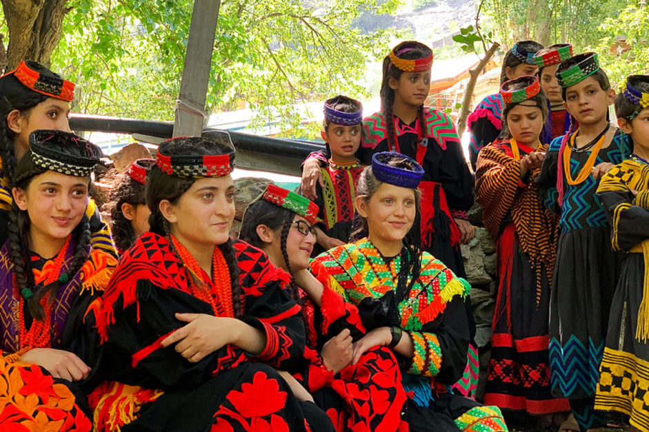 kalasha girls in cultural dresses at chilam joshi festival