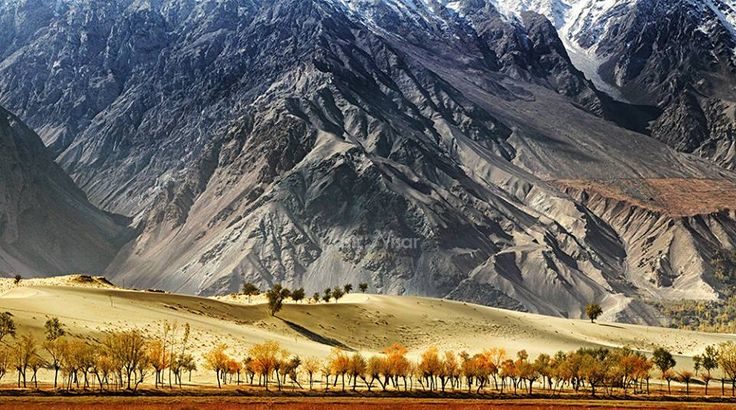 katpana desert with majestic mountains in the background