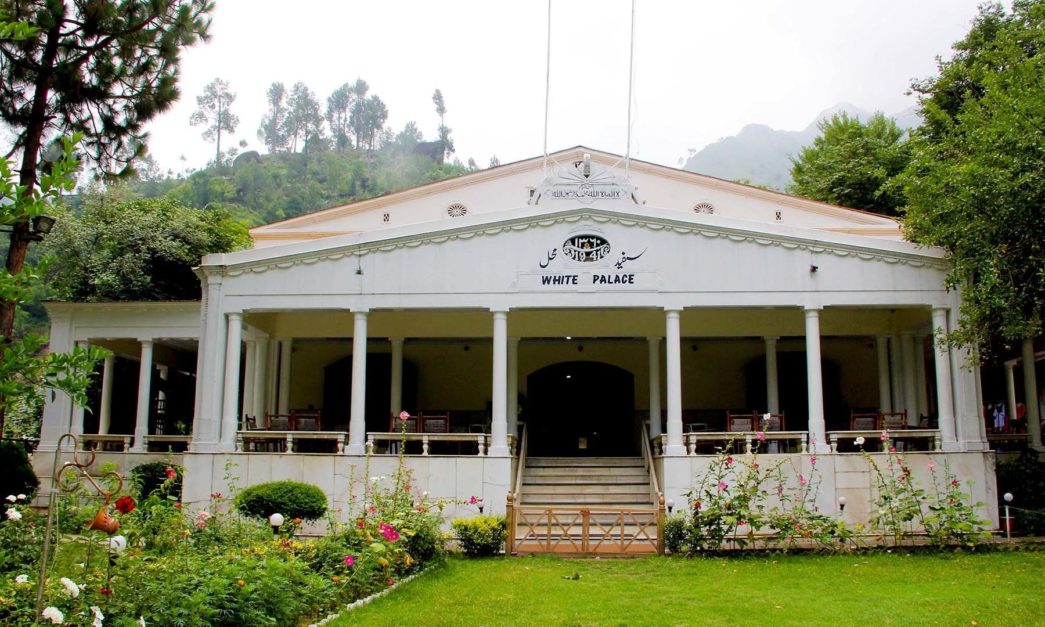 exterior view of white palace