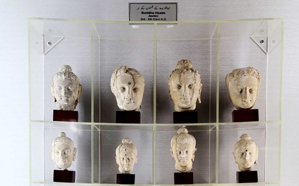 Sculpture of faces at Taxila museum