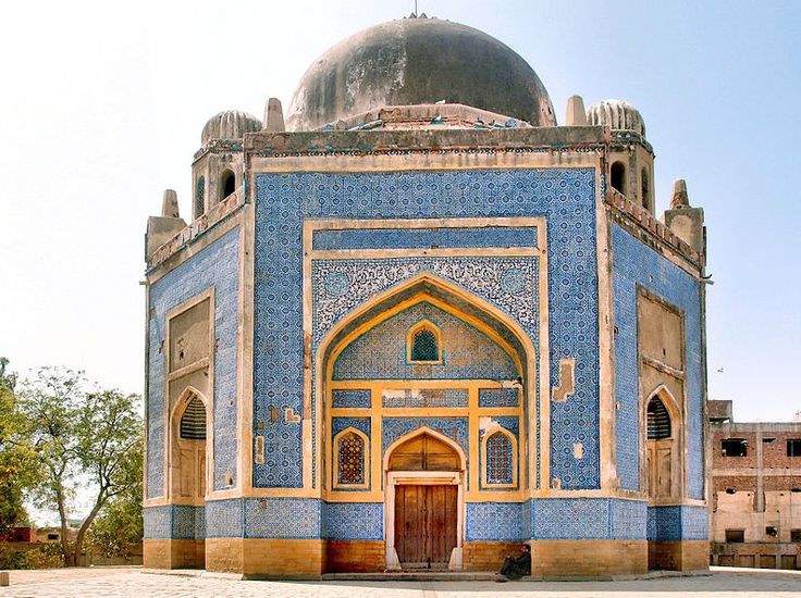 a tomb covered with blue tiles