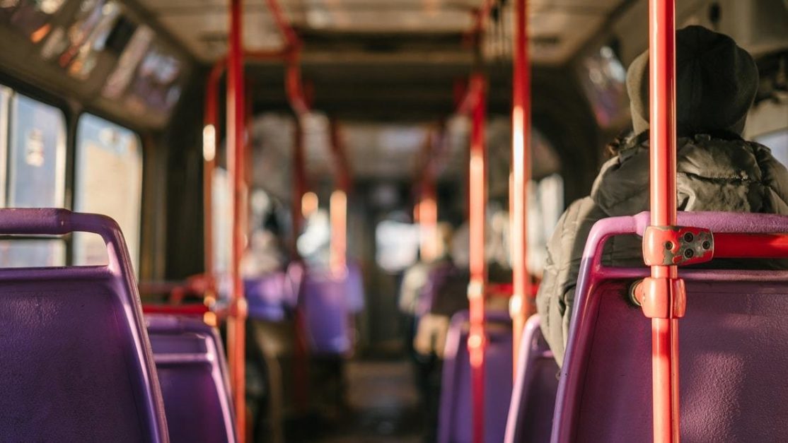 Passengers sitting in public transport