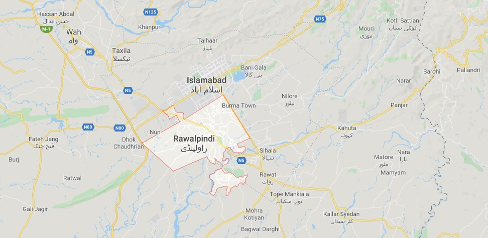 Map of Rawalpindi to show Rawalpindi Development Authority (RDA) Territory