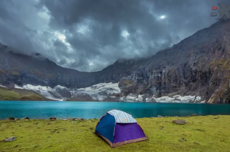 camp near a water stream in kotli