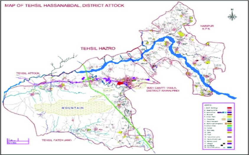 map of tehsil Hassanabdal