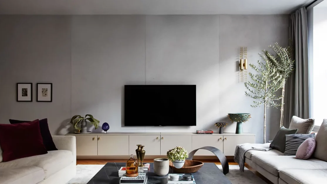 Concrete Wallpaper TV Accent Wall 