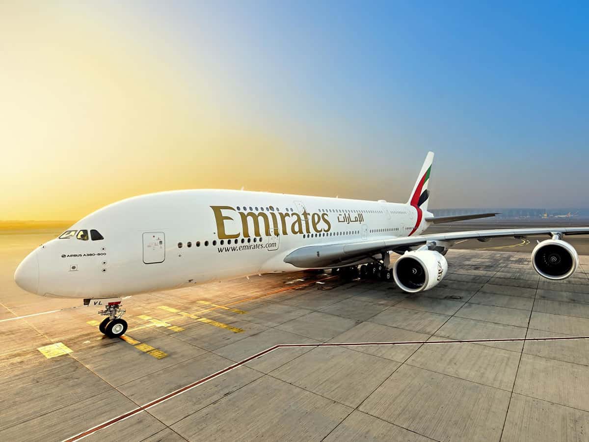 Emirates-Airbus parked at runway