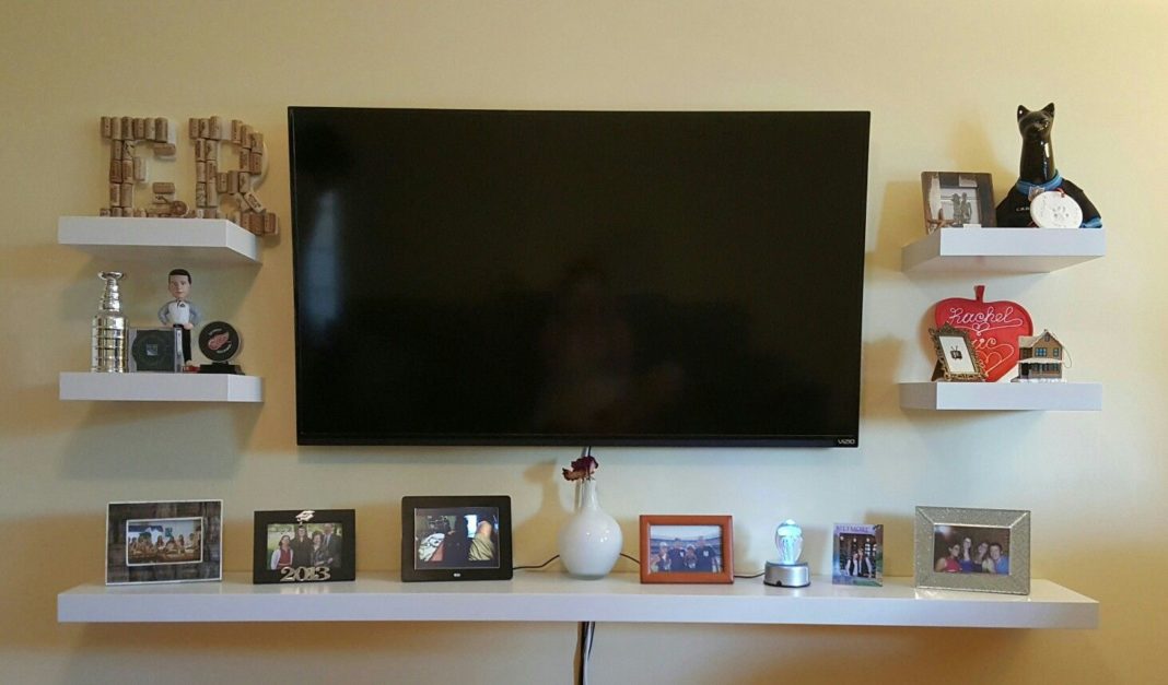 Floating Shelves  on tv wall