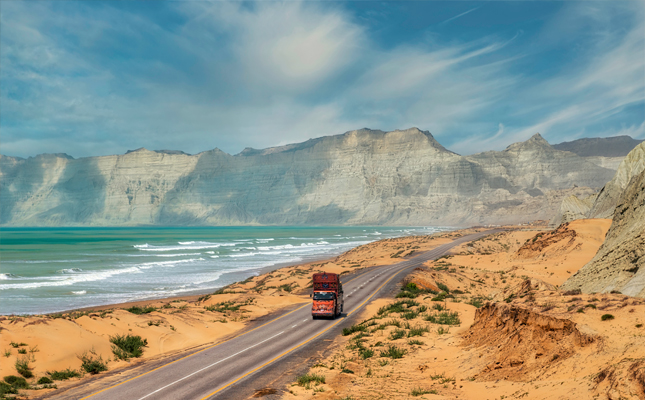 A track passing by beach at Makran Coastal Highway