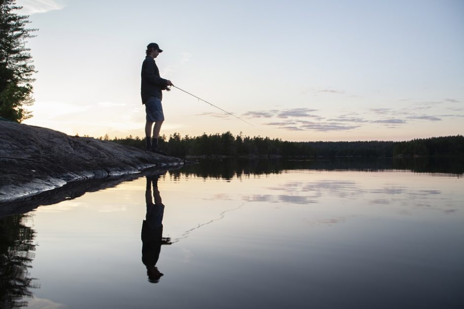 Man fishing on Cox Lake