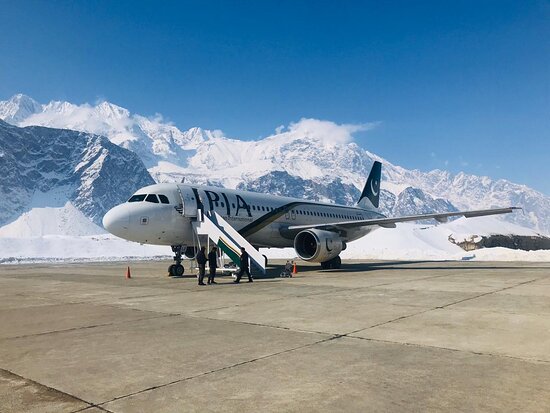 plane parked at skardu airport