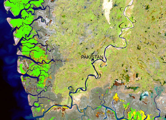 space view of pakistan region