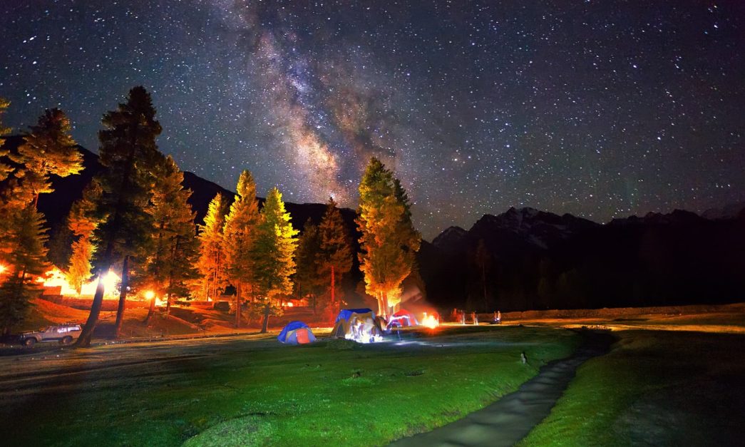 night view with the shinning stars at night at rama lake 