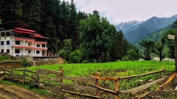 a house and the fields at the front of the house