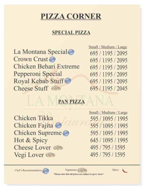 La Montana Menu