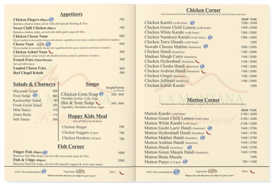 La Montana Menu