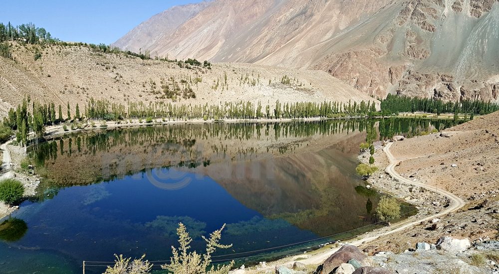 Phander Lake surrounded by plateus and hills