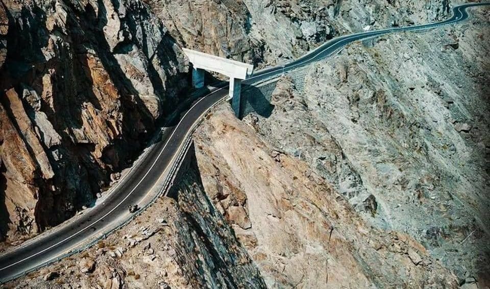 aerial view of karakoram highway