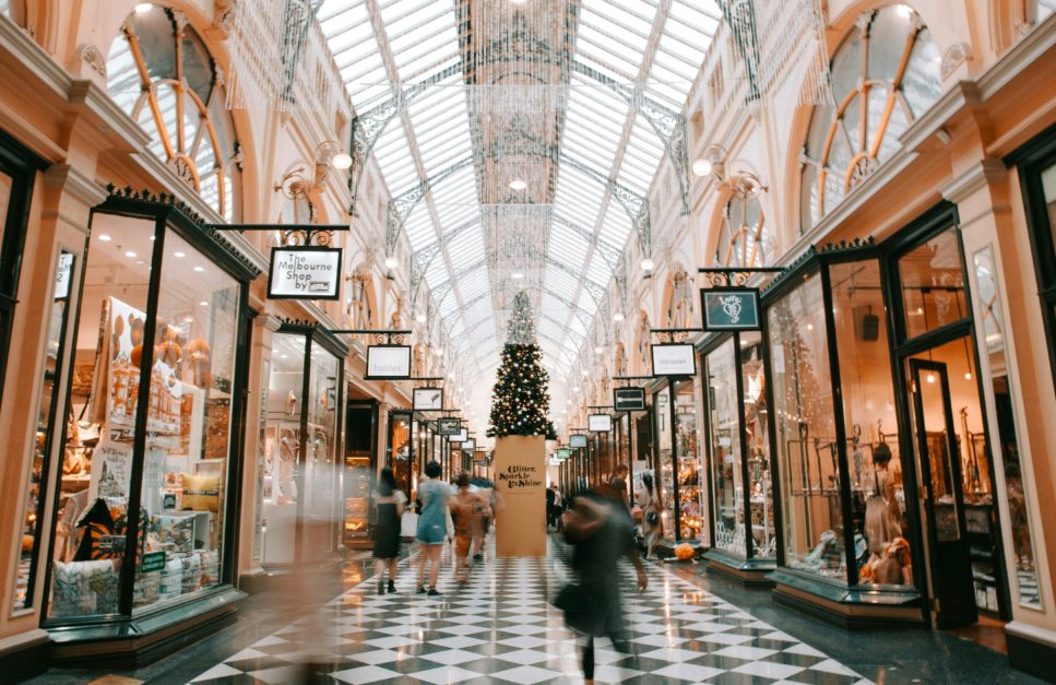 Indoor view of shopping mall