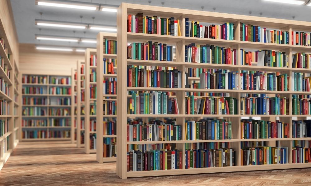 Book shelves at British council library Karachi