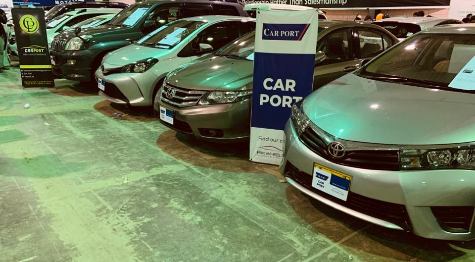 Cars standing in CarPort showroom in Karachi