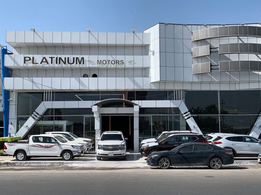 Cars standing outside Platinum Motors showrooom