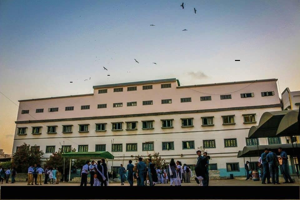 Saint Patrick’s High School building and students