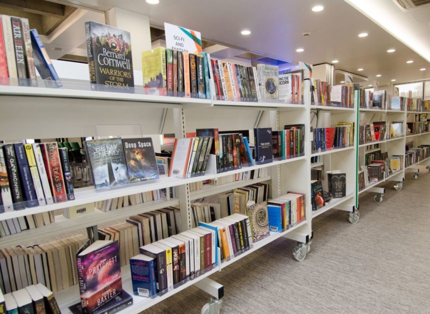 book shelf at British council library Karachi