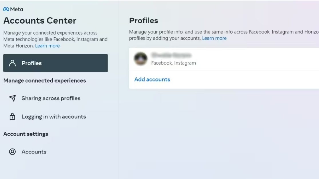 Screenshot-of-account-centre-on-Meta