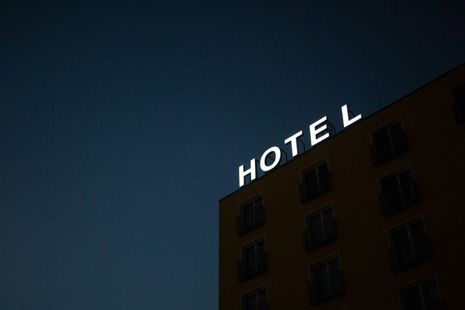 Hotel Board on the top of the building