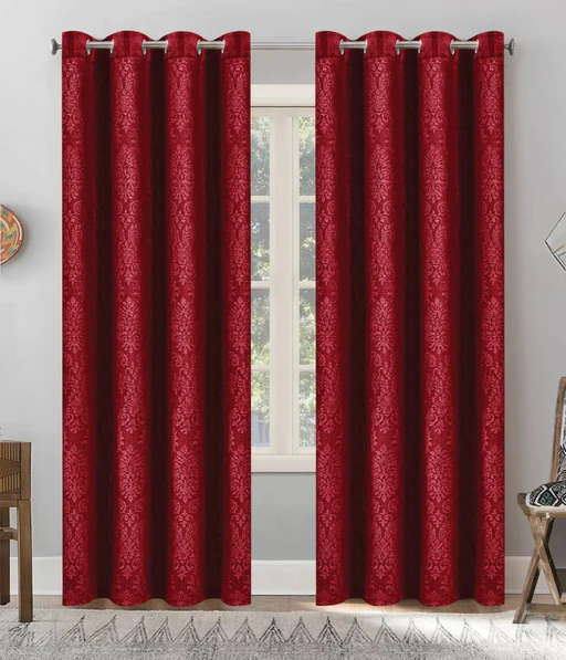 red pattern cotton curtains