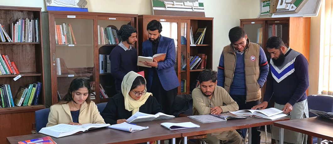 students in the library