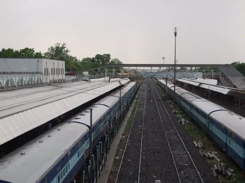 trains standing at the station 