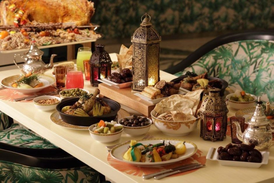 Different dishes served on a table for Sehri