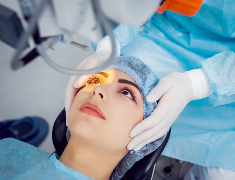 Prepping the patient for Ophthalmology treatment at Amanat Eye Hospital Islamabad 