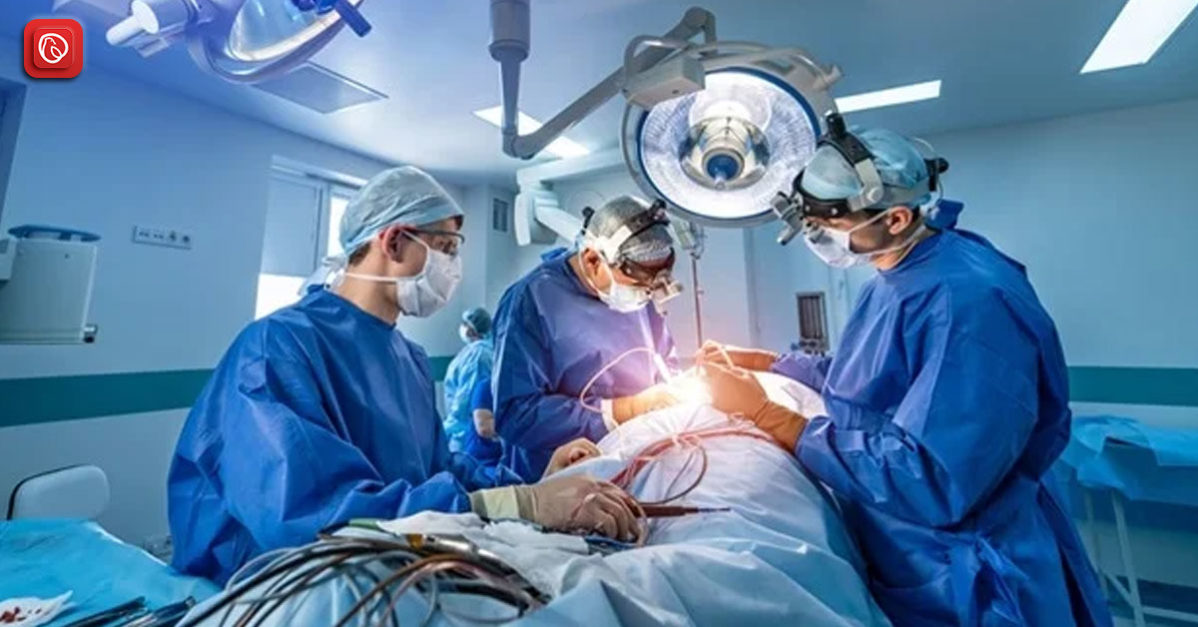 three neurosurgeons doing surgery