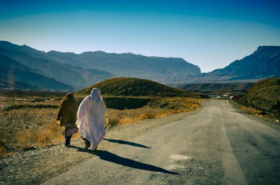 two women walking