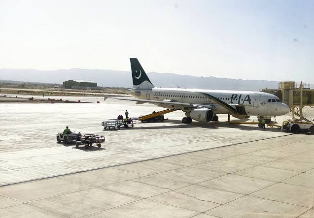 pia plane at Turbat Airport 