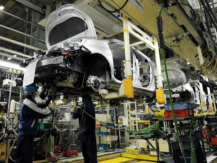 Automobile engineering in a factory