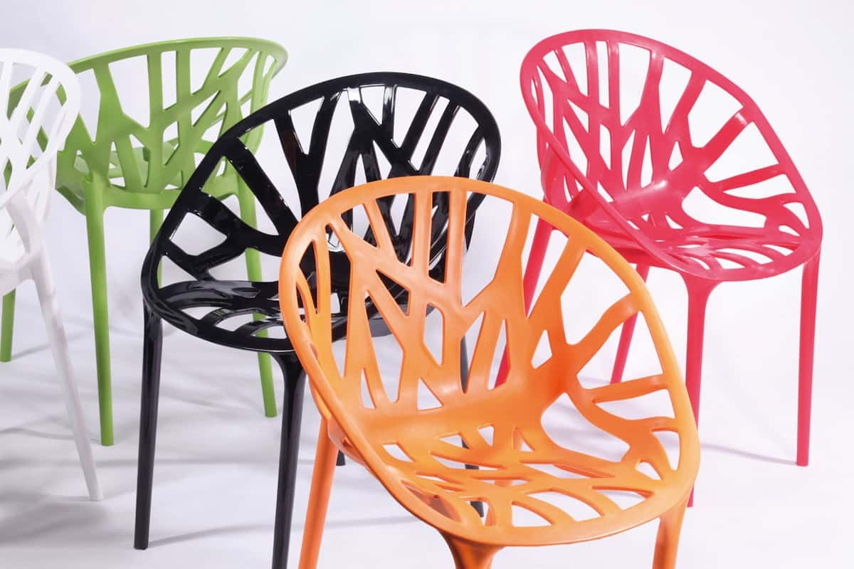 Colourful designed plastic chairs