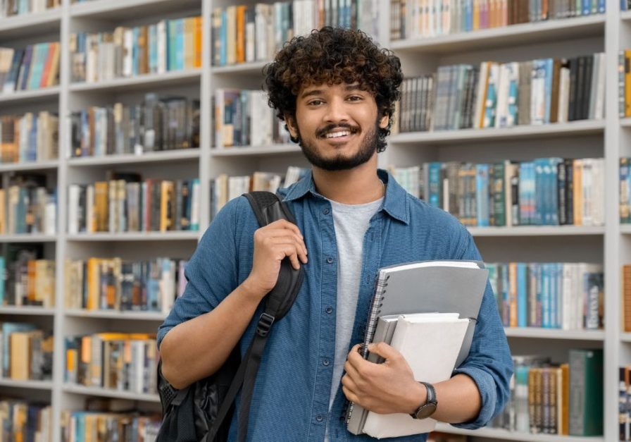 Pakistan Student in a Library 