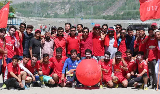 Karakoram International University sports team posing for a picture