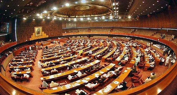 Members of National Assembly sitting inside Parliament House